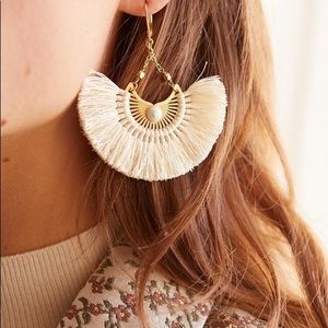 Sezane cream fan earrings